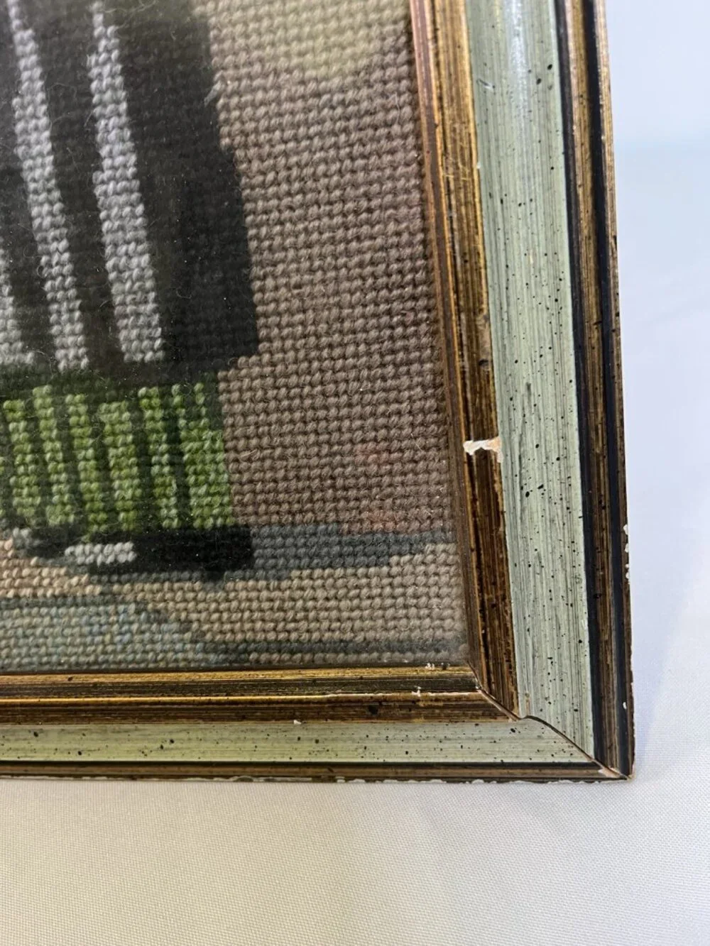 Vintage Needlepoint Jewish Wailing Wall Prayer Jerusalem Judaica Orthodox Framed